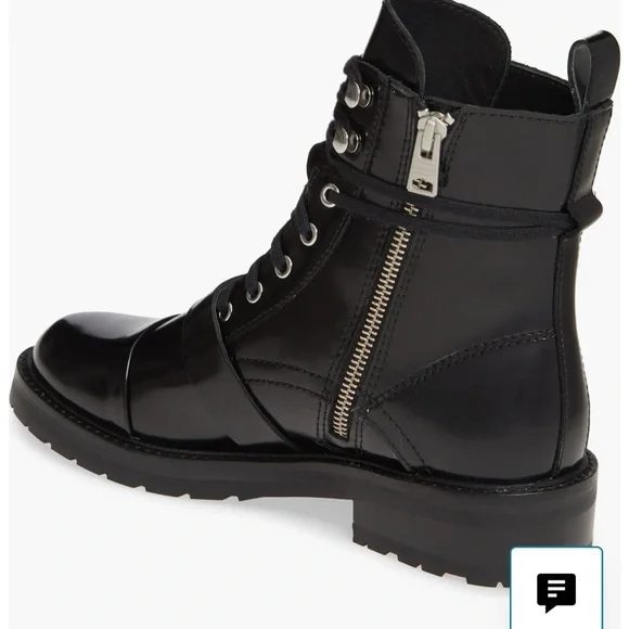 All Saints Black Leather Lace-Up Combat Boot - Picture 4 of 12